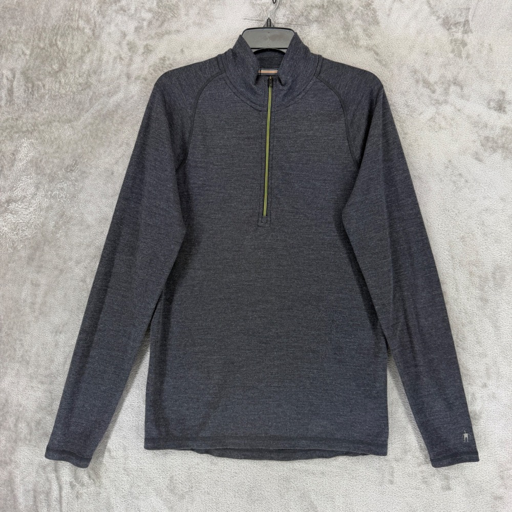 Smartwool Pullover Mens Large SW0SS603 Charcoal Gray Merino Wool Quarter Zip EUC